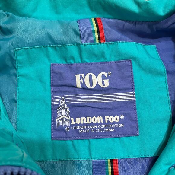 London Fog Women’s Windbreaker Sz Medium Purple/Green Drawstring Fully Lined - Picture 4 of 9